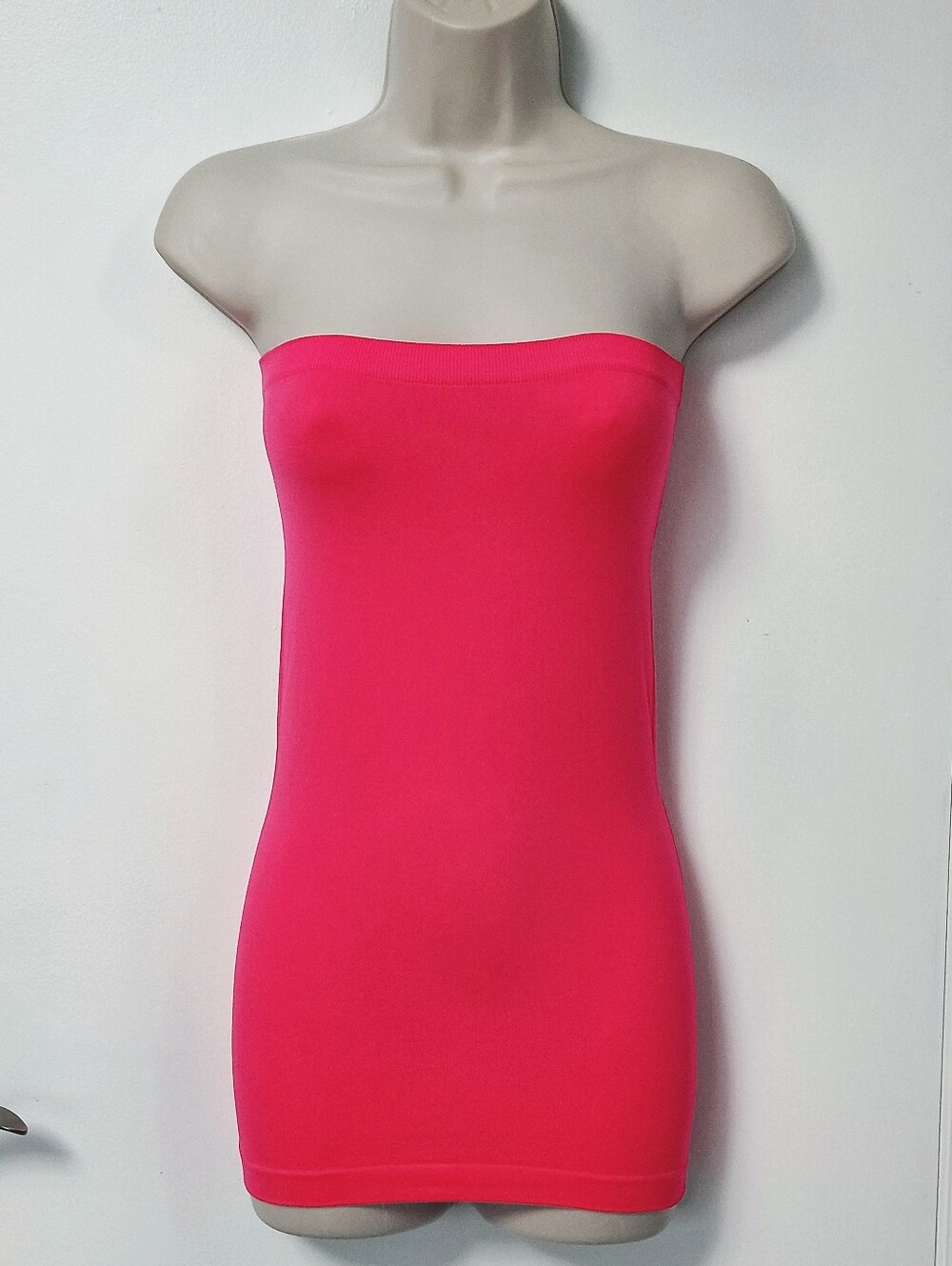 C'est Moi Seamless Strapless Tube Dress Rose Neon O/S